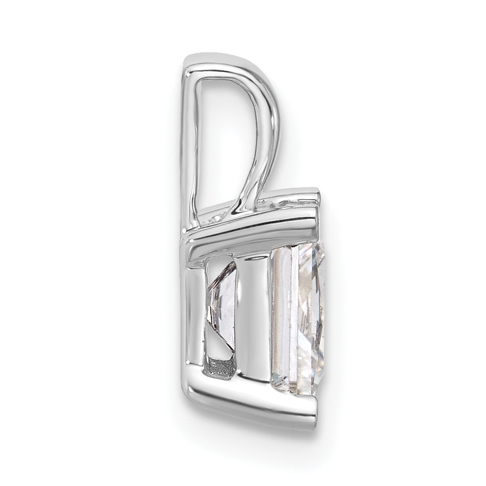 14K White Gold 2 Carat Certified Lab Grown Diamond Vs+ F+ Princess Complete Four Prong Pendant