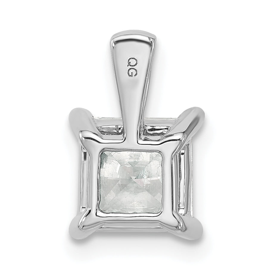 14K White Gold 2 Carat Certified Lab Grown Diamond Vs+ F+ Princess Complete Four Prong Pendant