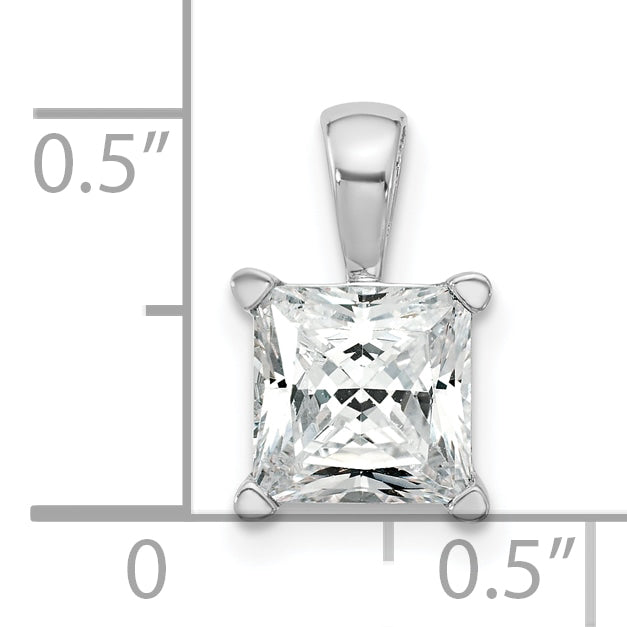 14K White Gold 2 Carat Certified Lab Grown Diamond Vs+ F+ Princess Complete Four Prong Pendant