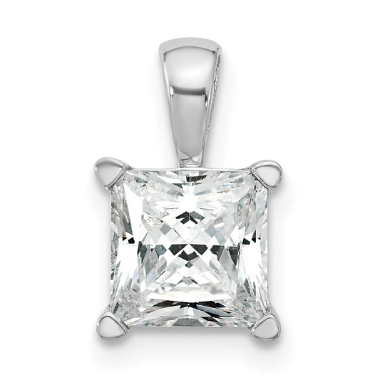 14K White Gold 2 Carat Certified Lab Grown Diamond Vs+ F+ Princess Complete Four Prong Pendant
