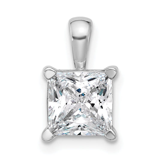 14K White Gold 2 1/2 Carat Certified Lab Grown Diamond Vs+ F+ Princess Complete Four Prong Pendant