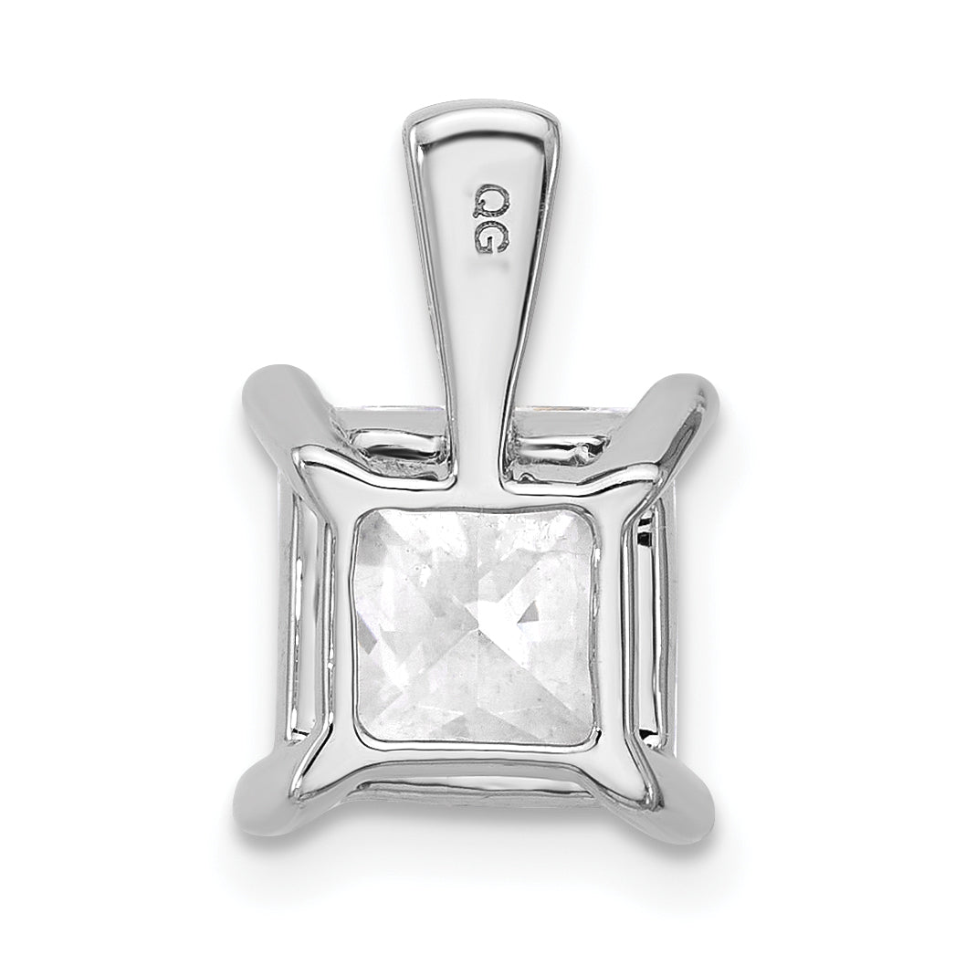 14K White Gold 3 Carat Lab Grown Diamond Vs+ F+ Princess Complete Four Prong Pendant