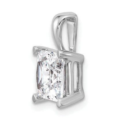 14K White Gold 3 Carat Lab Grown Diamond Vs+ F+ Princess Complete Four Prong Pendant