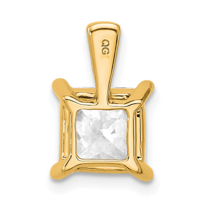 14K Yellow Gold 3 Carat Lab Grown Diamond Vs+ F+ Princess Complete Four Prong Pendant