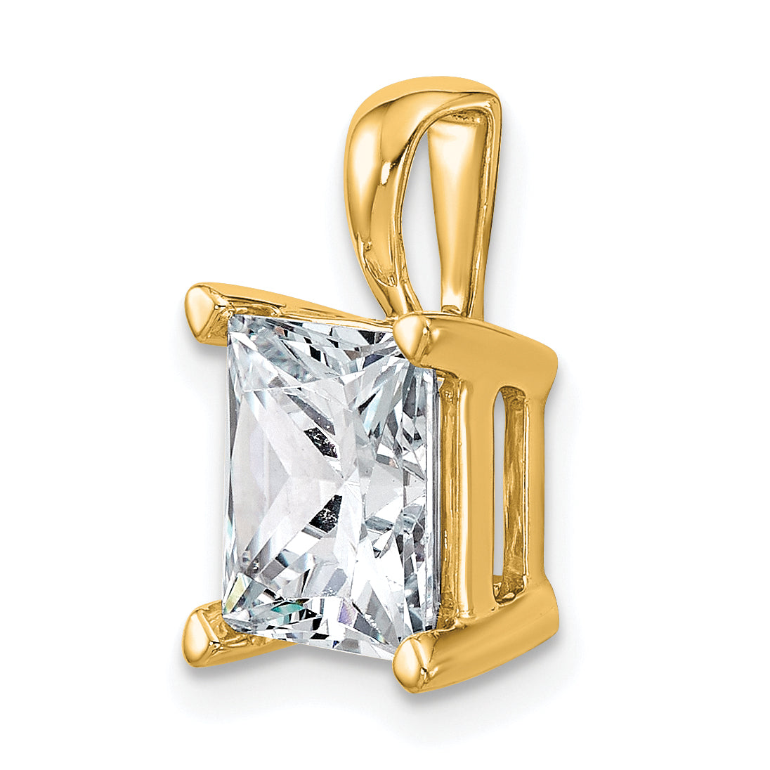 14K Yellow Gold 4 Carat Certified Lab Grown Diamond Vs+ F+ Princess Complete Four Prong Pendant
