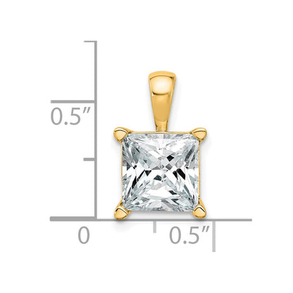 14k Yellow Gold 4 Ct. Certified Lab Grown Diamond VS/SI+ G+ Princess Complete Four Prong Pendant