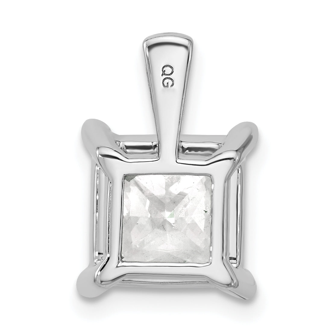 14K White Gold 5 Carat Certified Lab Grown Diamond Vs+ F+ Princess Complete Four Prong Pendant