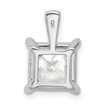 14K White Gold 5 Carat Certified Lab Grown Diamond Vs+ F+ Princess Complete Four Prong Pendant