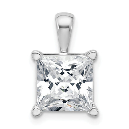 14K White Gold 5 Carat Certified Lab Grown Diamond Vs+ F+ Princess Complete Four Prong Pendant