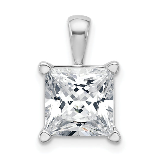14K White Gold 5 Carat Lab Grown Diamond Vs+ F+ Princess Complete Four Prong Pendant