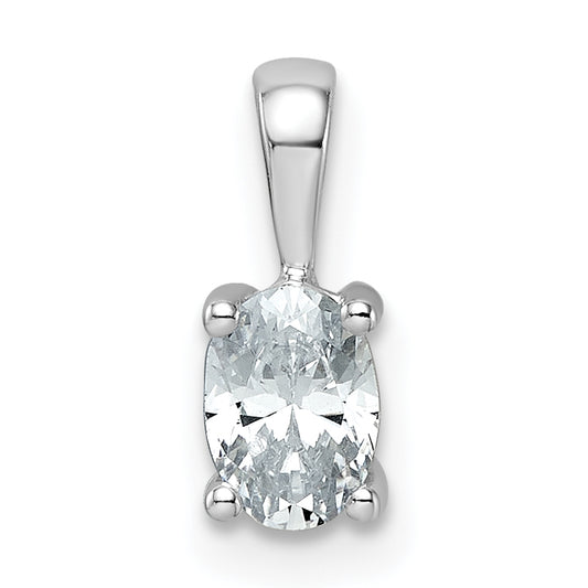 14k White Gold 1/2 Ct. Lab Grown Diamond VS/SI+ G+ Oval Four Prong Pendant