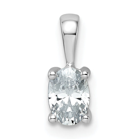14K White Gold 1/2 Carat Certified Lab Grown Diamond Vs+ F+ Oval Complete Four Prong Pendant