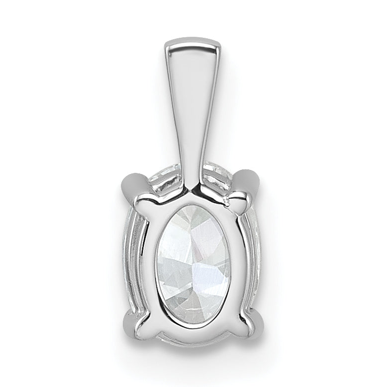 14K White Gold 3/4 Carat Lab Grown Diamond Vs+ F+ Oval Complete Four Prong Pendant