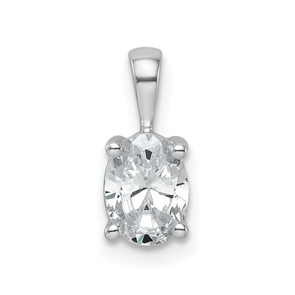 14k White Gold 3/4 Ct. Lab Grown Diamond VS/SI+ G+ Oval Complete Four Prong Pendant