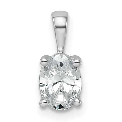14K White Gold 3/4 Carat Lab Grown Diamond Vs+ F+ Oval Complete Four Prong Pendant