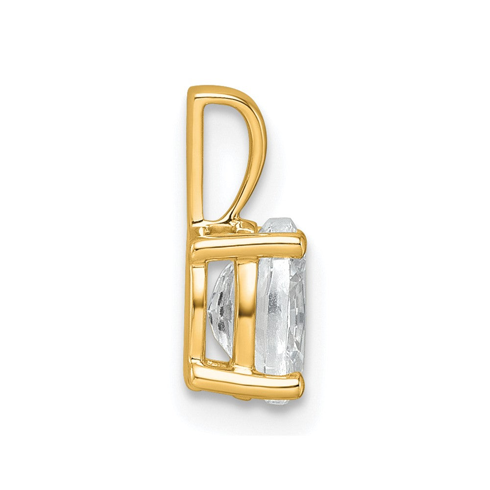 14K Yellow Gold 3/4 Carat Certified Lab Grown Diamond Vs+ F+ Oval Complete Four Prong Pendant