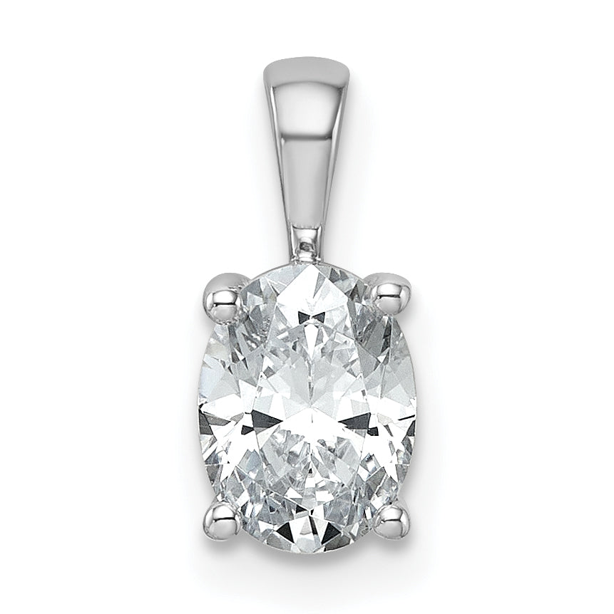 14k White Gold 1 Ct. Lab Grown Diamond VS/SI+ G+ Oval Four Prong Pendant