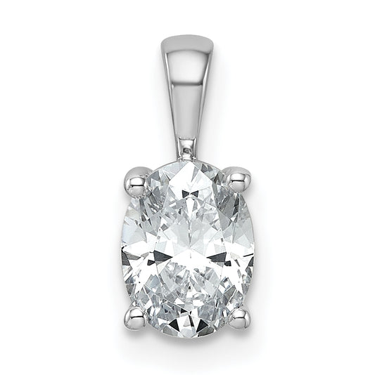 14k White Gold 1 Ct. Lab Grown Diamond VS/SI+ G+ Oval Four Prong Pendant
