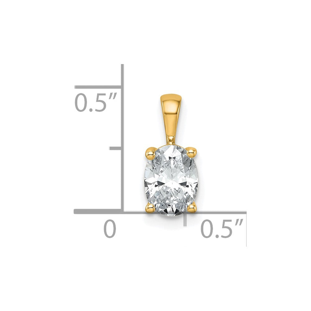 14k Yellow Gold 1 Ct. Lab Grown Diamond VS/SI+ G+ Oval Complete Four Prong Pendant