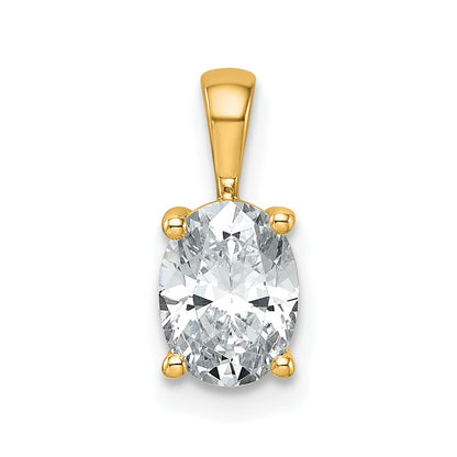14k Yellow Gold 1 Ct. Lab Grown Diamond VS/SI+ G+ Oval Complete Four Prong Pendant