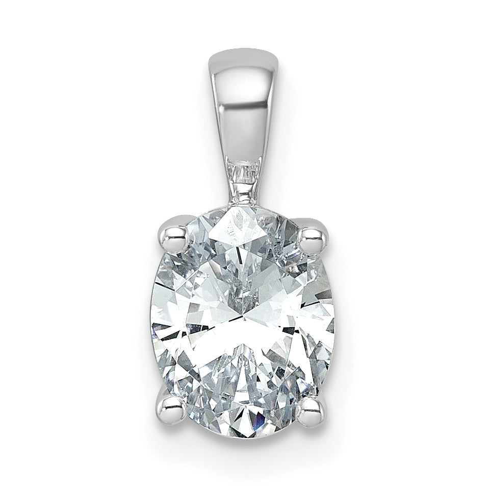 14k White Gold 1 1/2 Ct. Certified Lab Grown Diamond VS/SI+ G+ Oval Four Prong Pendant