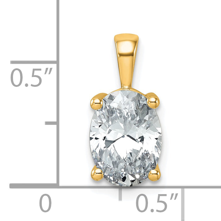 14K Yellow Gold 2 1/2 Carat Certified Lab Grown Diamond Vs+ F+ Oval Complete Four Prong Pendant