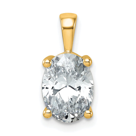 14K Yellow Gold 2 1/2 Carat Lab Grown Diamond Vs+ F+ Oval Complete Four Prong Pendant