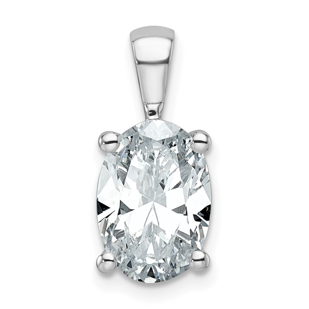 14k White Gold 3 Ct. Certified Lab Grown Diamond VS/SI+ G+ Oval Complete Four Prong Pendant