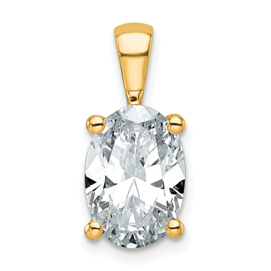 14K Yellow Gold 3 Carat Certified Lab Grown Diamond Vs+ F+ Oval Complete Four Prong Pendant