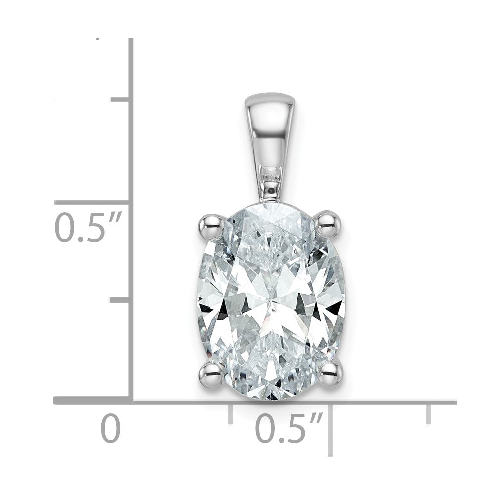 14K White Gold 4 Carat Certified Lab Grown Diamond Vs+ F+ Oval Complete Four Prong Pendant