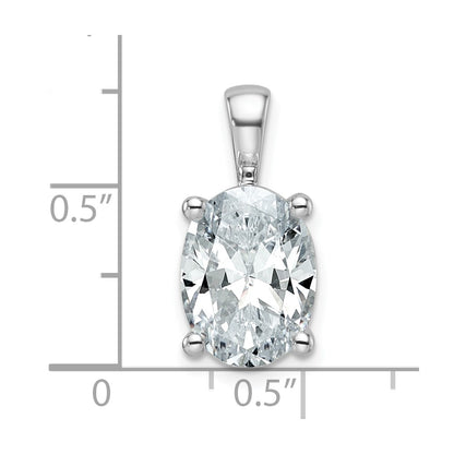 14K White Gold 4 Carat Certified Lab Grown Diamond Vs+ F+ Oval Complete Four Prong Pendant