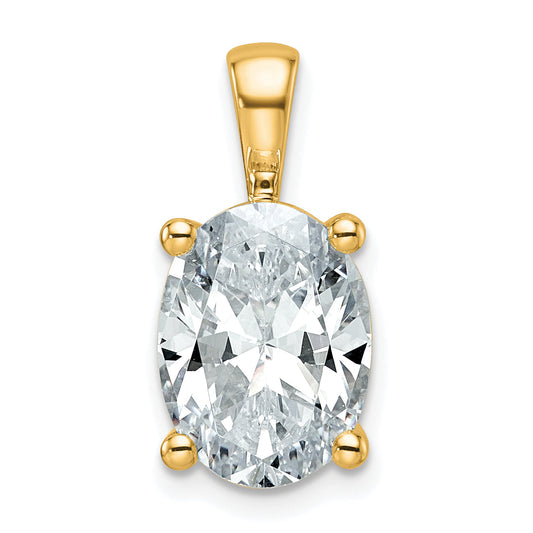 14K Yellow Gold 4 Carat Certified Lab Grown Diamond Vs+ F+ Oval Complete Four Prong Pendant