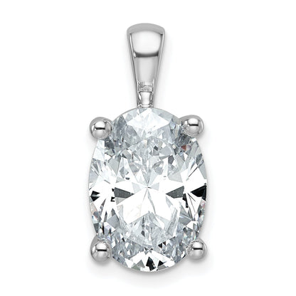 14K White Gold 5 Carat Lab Grown Diamond Vs+ F+ Oval Complete Four Prong Pendant
