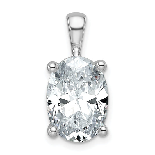 14K White Gold 5 Carat Lab Grown Diamond Vs+ F+ Oval Complete Four Prong Pendant