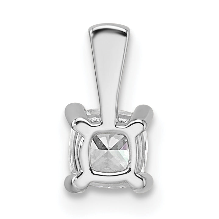 14K White Gold 1/2 Carat Certified Lab Grown Diamond Vs+ F+ Cushion Complete Four Prong Pendant