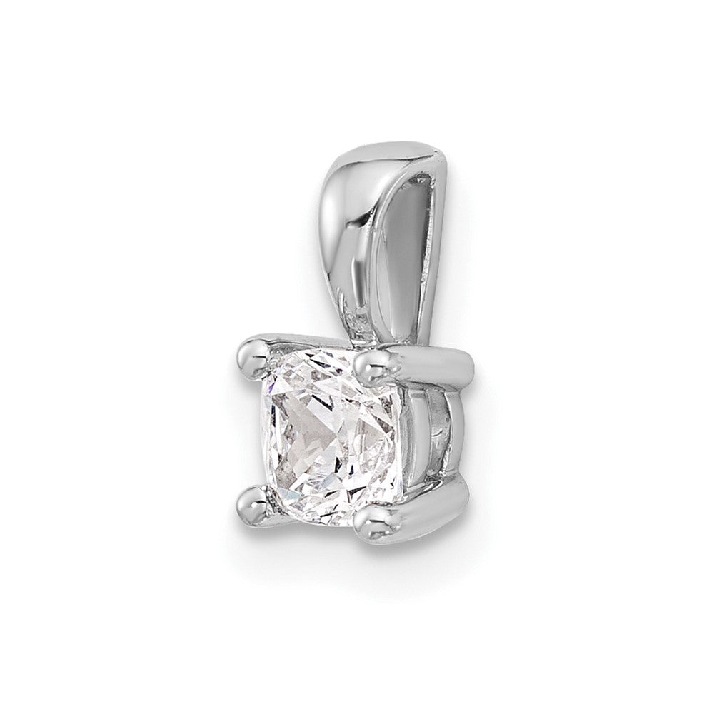 14k White Gold 1/2 Ct. Certified Lab Grown Diamond VS/SI+ G+ Cushion Complete Four Prong Pendant