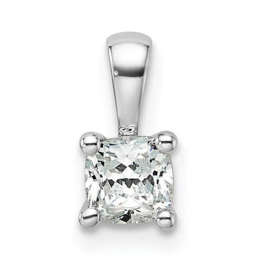 14k White Gold 1/2 Ct. Lab Grown Diamond VS/SI+ G+ Cushion Four Prong Pendant