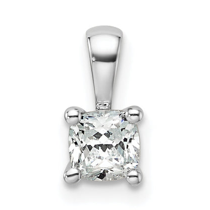 14K White Gold 1/2 Carat Certified Lab Grown Diamond Vs+ F+ Cushion Complete Four Prong Pendant