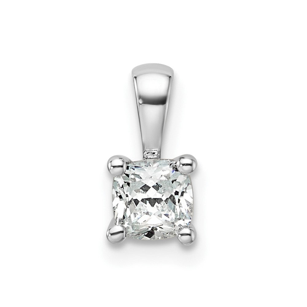 14k White Gold 1/2 Ct. Certified Lab Grown Diamond VS/SI+ G+ Cushion Complete Four Prong Pendant