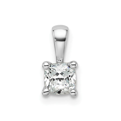 14k White Gold 1/2 Ct. Certified Lab Grown Diamond VS/SI+ G+ Cushion Complete Four Prong Pendant