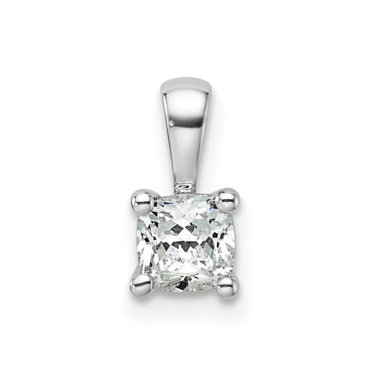 14k White Gold 1/2 Ct. Certified Lab Grown Diamond VS/SI+ G+ Cushion Complete Four Prong Pendant