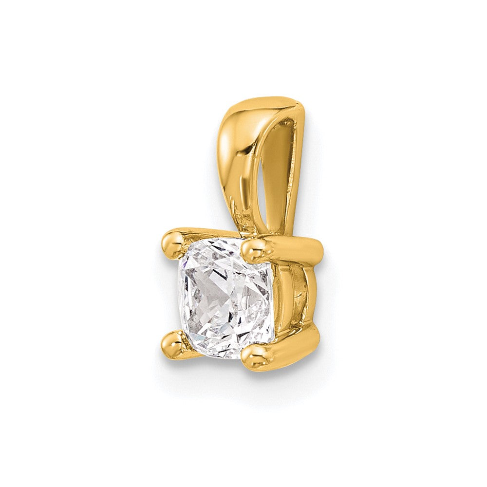 14k Yellow Gold 1/2 Ct. Lab Grown Diamond VS/SI+ G+ Cushion Complete Four Prong Pendant