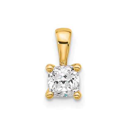 14k Yellow Gold 1/2 Ct. Lab Grown Diamond VS/SI+ G+ Cushion Complete Four Prong Pendant