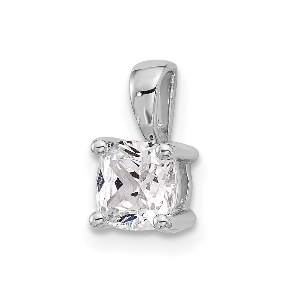 14k White Gold 3/4 Ct. Certified Lab Grown Diamond VS/SI+ G+ Cushion Complete Four Prong Pendant
