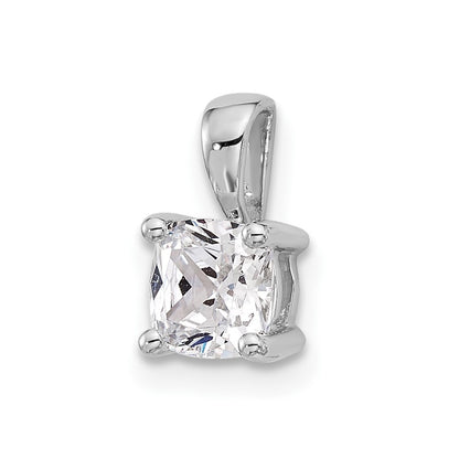 14k White Gold 3/4 Ct. Certified Lab Grown Diamond VS/SI+ G+ Cushion Complete Four Prong Pendant
