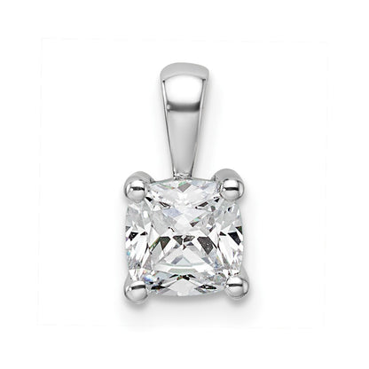 14k White Gold 3/4 Ct. Certified Lab Grown Diamond VS/SI+ G+ Cushion Complete Four Prong Pendant