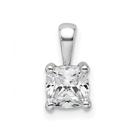 14k White Gold 3/4 Ct. Certified Lab Grown Diamond VS/SI+ G+ Cushion Complete Four Prong Pendant