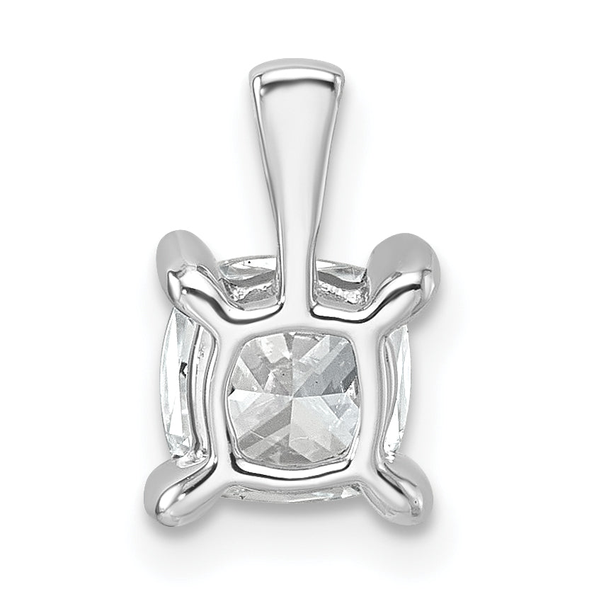 14k White Gold 1 Ct. Lab Grown Diamond VS/SI+ G+ Cushion Four Prong Pendant