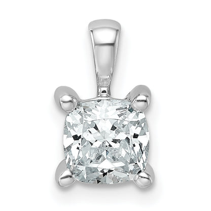 14k White Gold 1 Ct. Certified Lab Grown Diamond VS/SI+ G+ Cushion Four Prong Pendant