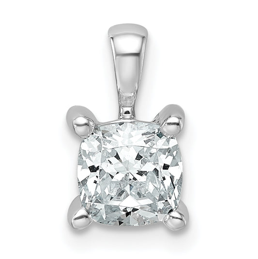14k White Gold 1 Ct. Lab Grown Diamond VS/SI+ G+ Cushion Four Prong Pendant